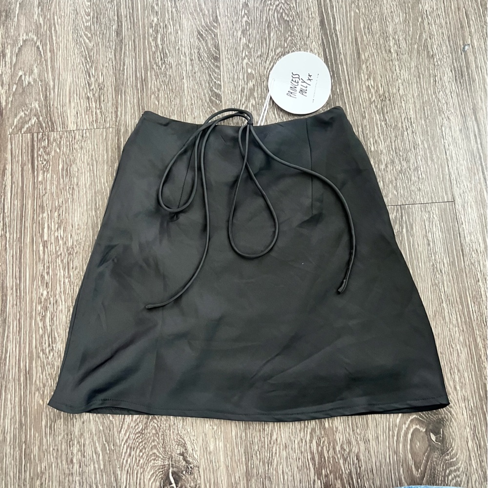 Princess Polly Black Satin Skirt
